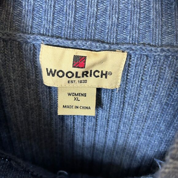 Woolrich Medium Blue Cotton Textured Knit 1/2 Zip Mockneck Sweater Size XL - Picture 5 of 13